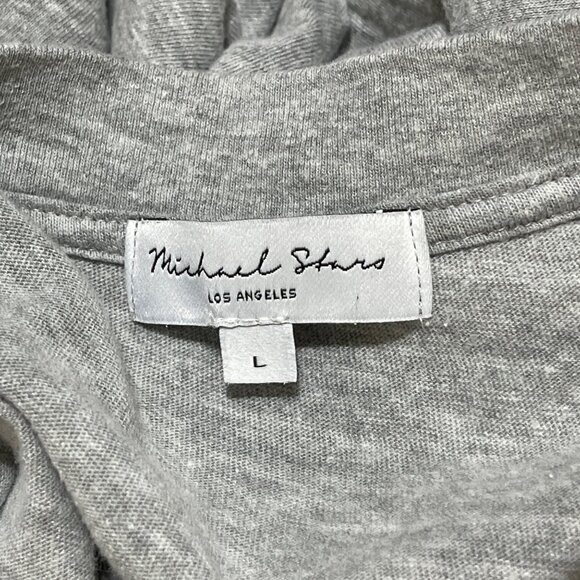 Michael Stars Cyrus Oversized T-Shirt Grey L Large Cotton Shirt Sleeve V-Neck - Picture 4 of 6